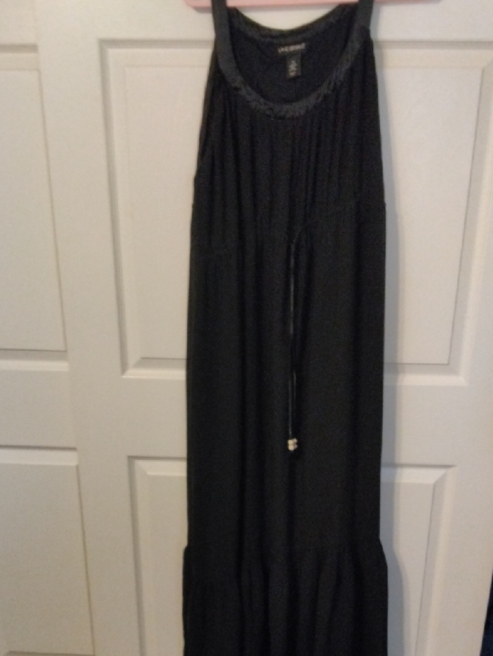 Lane Bryant Sleeveless Black Chiffon Maxi Dress with Drawstring Waist